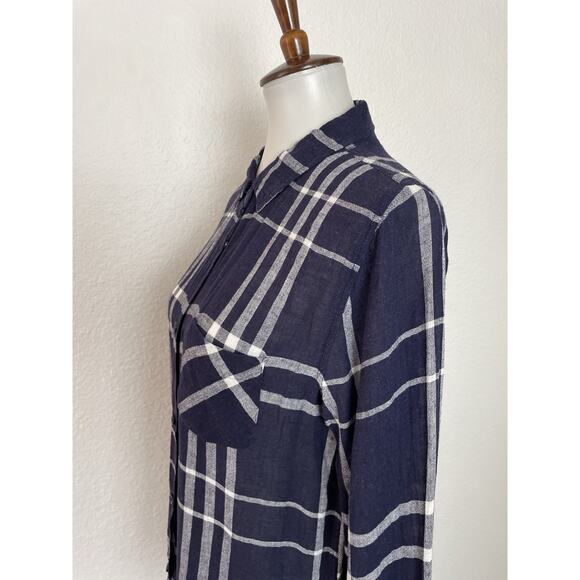 Rails Top Shirt Plaid Button Down Linen Blend Charli - Picture 5 of 12